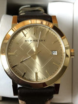 Burberry The City Gold Dial Black Leather Strap Watch for Men - BU9032 Buy Now By Burberry