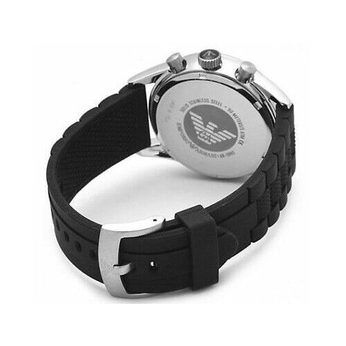 Emporio Armani Chronograph Black Dial Black Rubber Strap Watch For Men - AR5865