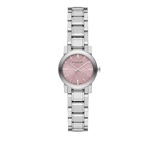 Shop Burberry The City Diamonds Pink Dial Silver Steel Strap Watch for Women - BU9231 in USA