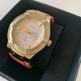 Guess Jet Setter Golden Dial Orange Rubber Watch For Women - W0564L2 Buy Now By Guess