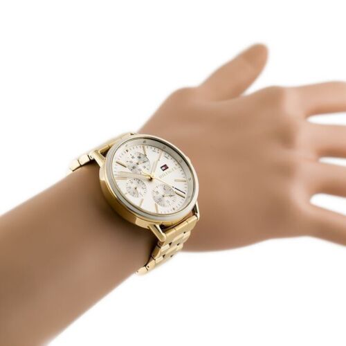 Shop Tommy Hilfiger Carly White Dial Gold Steel Strap Watch for Women - 1781786 in USA