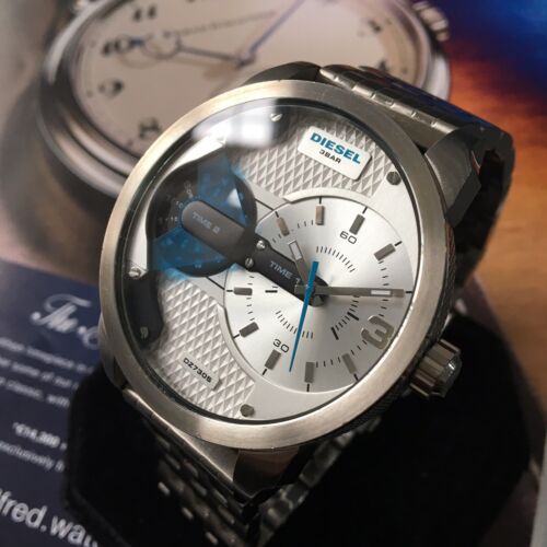 Diesel Mini Daddy Dual Time Silver Dial Stainless Steel Watch For Men - DZ7305 Buy Now By Diesel