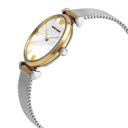 Emporio Armani Gianni T Bar Mother of Pearl Dial Silver Mesh Bracelet Watch For Women - AR2068 Buy Now By Emporio Armani