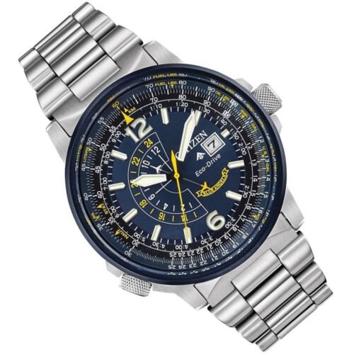 Citizen Promaster Nighthawk Eco Drive Navy Blue Dial Silver Steel Strap Watch For Men - BJ7006-56L Buy Now By Citizen