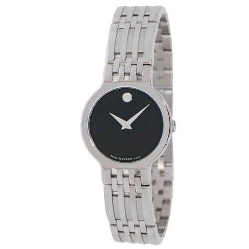 Shop Movado Veturi Quartz Black Dial Silver Steel Strap Watch for Women - 0606338 in USA