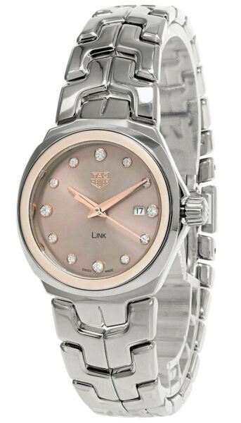 Shop Tag Heuer Link Quartz Brown Dial Silver Steel Strap Watch for Women - WBC131E.BA0649 in USA