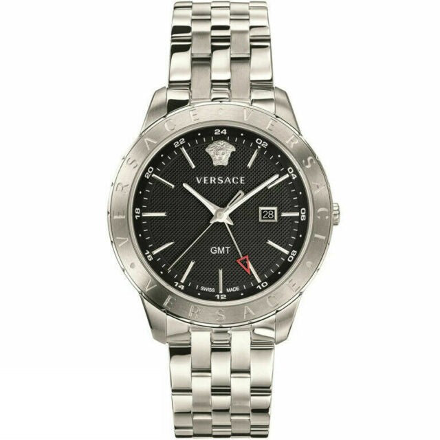 Versace Univers Analog Black Dial Silver Steel Strap Watch for Men - VEBK00418 Buy Now By Versace