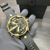 Diesel Mr Daddy Chronograph Black Dial Black Leather Strap Watch For Men - DZ7371 Buy Now By Diesel