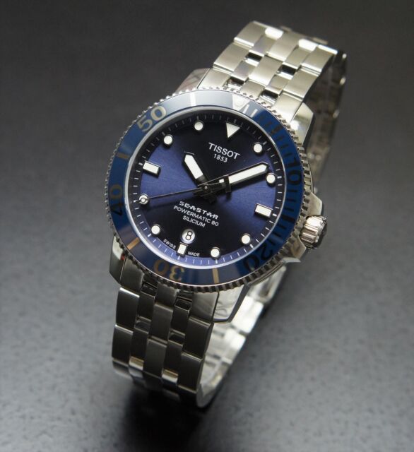 Tissot T Sport Seastar 1000 Powermatic Silicium Blue Dial Silver Steel Strap Watch For Men - T120.407.11.041.01 Buy Now By Tissot