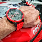 Diesel Mr Daddy 2.0 Chronograph Black Dial Red Silicone Strap Watch For Men - DZ7370 Buy Now By Diesel