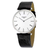Shop Longines La Grande Classique De Longines White Dial Black Leather Strap Watch for Women - L4.755.4.11.2 in USA