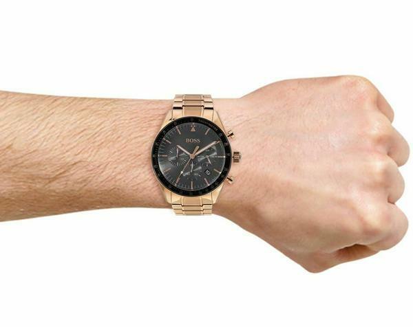 Hugo Boss Trophy Grey Dial Rose Gold Steel Strap Watch for Men - 1513632 Buy Now By Hugo Boss