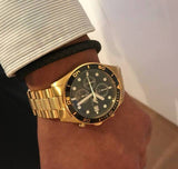 Emporio Armani Chronograph Black Dial Gold Steel Strap Watch For Men - AR5857 Buy Now By Emporio Armani
