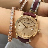 Burberry The City Gold Dial Orange Leather Strap Watch for Women - BU9017 Buy Now By Burberry
