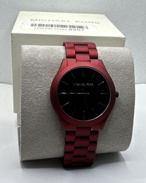 Michael Kors Slim Runway Quartz Black Dial Red Steel Strap Watch for Men - MK8712 Buy Now By Michael Kors