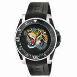Shop Gucci Dive Tiger Black Dial Black Rubber Strap Watch For Men - YA136318 in USA