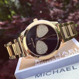 Michael Kors Hartman Analog Quartz Black Dial Gold Steel Strap Watch For Women - MK3647 Buy Now By Michael Kors