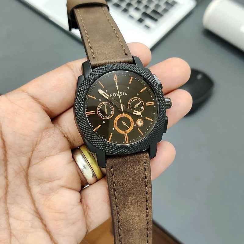 Fossil Machine Flight Chronograph Brown Dial Brown Leather Strap Watch for Men - FS4656 Buy Now By Fossil