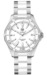 Shop Tag Heuer Aquaracer Diamonds White Dial Two Tone Steel Strap Watch for Women - WAY131H.BA0914 in USA