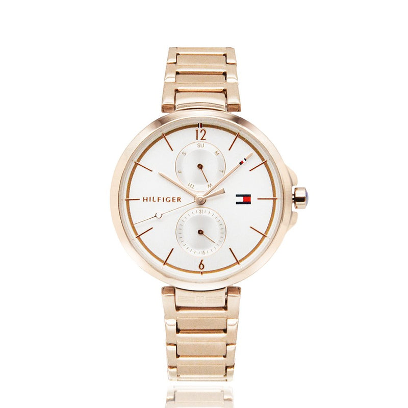 Shop Tommy Hilfiger Angela Quartz White Dial Rose Gold Steel Strap Watch for Women - 1782124 in USA