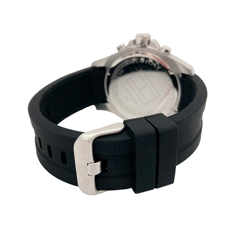 Shop Tommy Hilfiger Sport Multifunction Black Dial Black Rubber Strap Watch for Men - 1791143 in USA