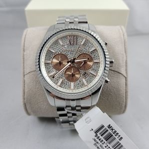Michael Kors Lexington Chronograph Silver Dial Silver Steel Strap Watch for Men - MK8515 Buy Now By Michael Kors