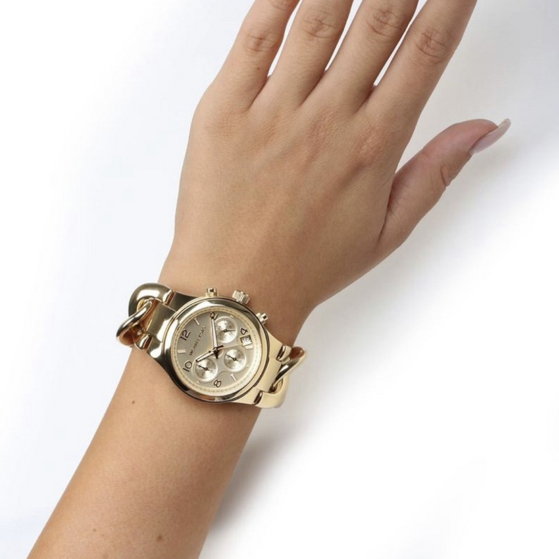 Michael Kors Runway Twist Gold Dial Gold Stainless Steel Strap Watch for Women - MK3131 Buy Now By Michael Kors