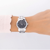 Shop Burberry The City Black Dial Silver Steel Strap Watch for Women - BU9101 in USA