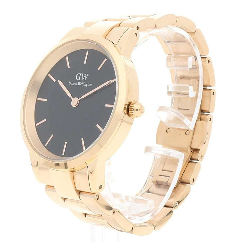 Daniel Wellington Iconic Link Black Dial Rose Gold Steel Strap Watch For Men - DW00100344 Buy Now By Daniel Wellington