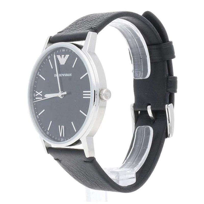 Shop Emporio Armani Kappa Analog Quartz Black Dial Black Leather Strap Watch For Men - AR11013 in USA
