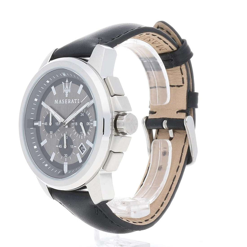 Maserati Successo 44mm Grey Dial Black Leather Strap Watch For Men - R8871621006 Buy Now By Maserati