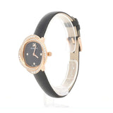 Shop Swarovski Crystal Flower Black Dial Black Leather Strap Watch for Women - 5552421 in USA