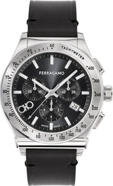 Shop Salvatore Ferragamo 1927 Chrono Analog Black Dial Black Leather Strap Watch for Men - SFKZ00123 in USA