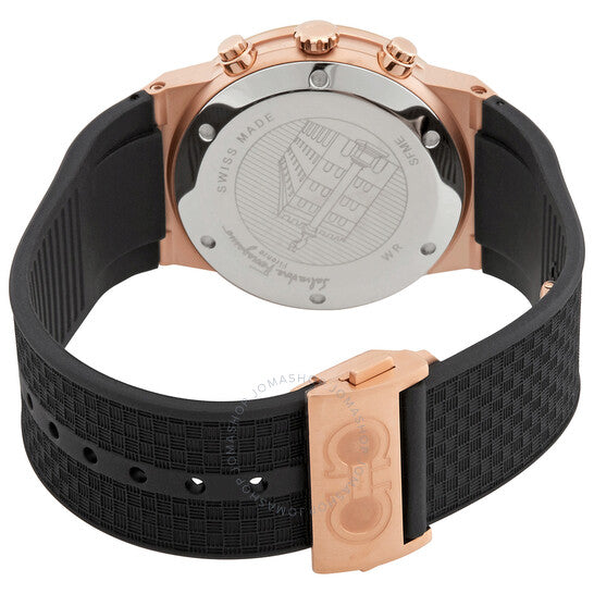 Shop Salvatore Ferragamo Sapphire Chrono Black Dial Black Rubber Strap Watch for Men - SFME00721 in USA