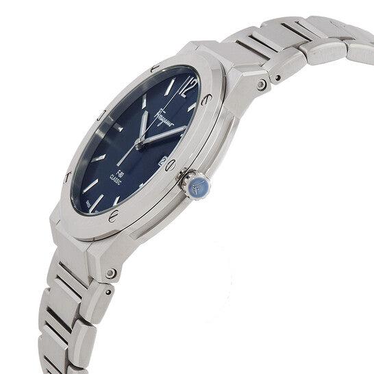 Shop Salvatore Ferragamo F-80 Classic Blue Dial Silver Steel Strap Watch for Men - SFDT01320 in USA