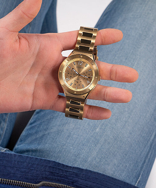 Shop Guess Scope Gold Dial Gold Steel Strap Watch for Men - GW0454G2 in USA
