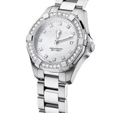 Shop Tag Heuer Aquaracer Diamonds Mother of Pearl White Dial Silver Steel Strap Watch for Women - WBD1415.BA0741 in USA