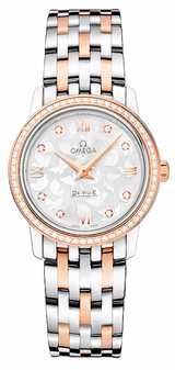 Shop Omega De Ville Prestige Quartz Diamonds Silver Dial Two Tone Steel Strap Watch for Women - 424.25.27.60.52.001 in USA