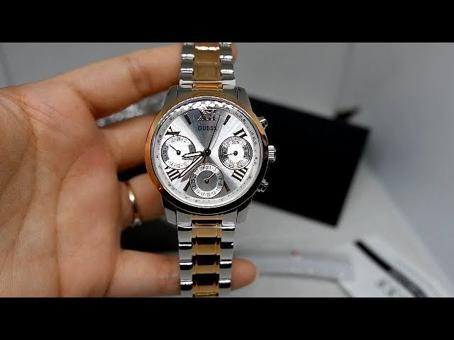 Guess Mini Sunrise Analog Silver Dial Two Tone Steel Strap Watch For Women - W0448L4 Buy Now By Guess