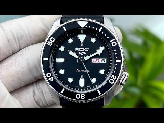 Shop Seiko 5 Sports SKX Automatic Black Dial Black Leather Strap Watch for Men - SRPD55K2 in USA