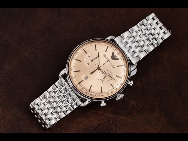 Emporio Armani Aviator Chronograph Beige Dial Silver Steel Strap Watch For Men - AR11239 Buy Now By Emporio Armani