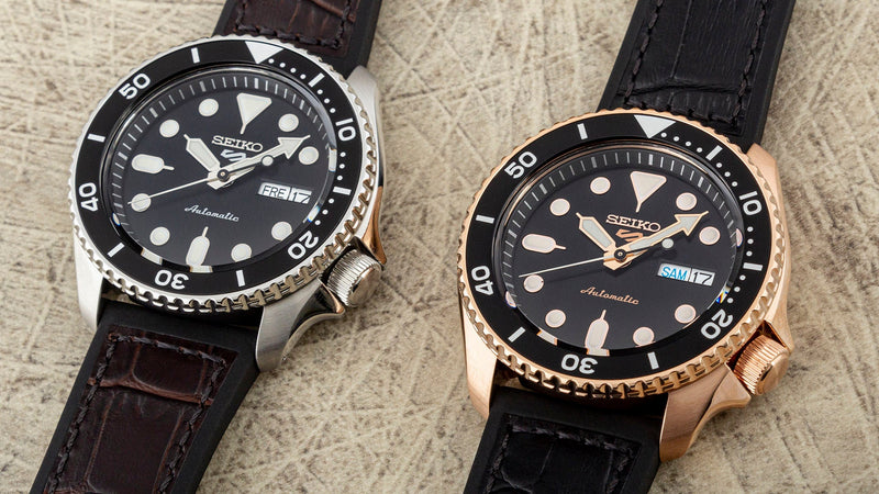 Shop Seiko 5 Sports SKX Automatic Black Dial Black Leather Strap Watch for Men - SRPD55K2 in USA