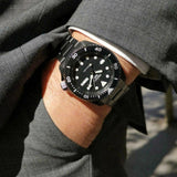 Seiko 5 Sports Automatic Black Dial Black Steel Strap Watch For Men - SRPD65K1 Buy Now By Seiko