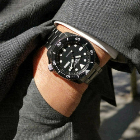 Seiko 5 Sports Automatic Black Dial Black Steel Strap Watch For Men - SRPD65K1 Buy Now By Seiko