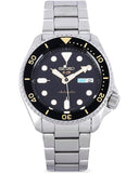 Seiko 5 Sports Automatic Black Dial Silver Steel Strap Watch For Men - SRPD57K1