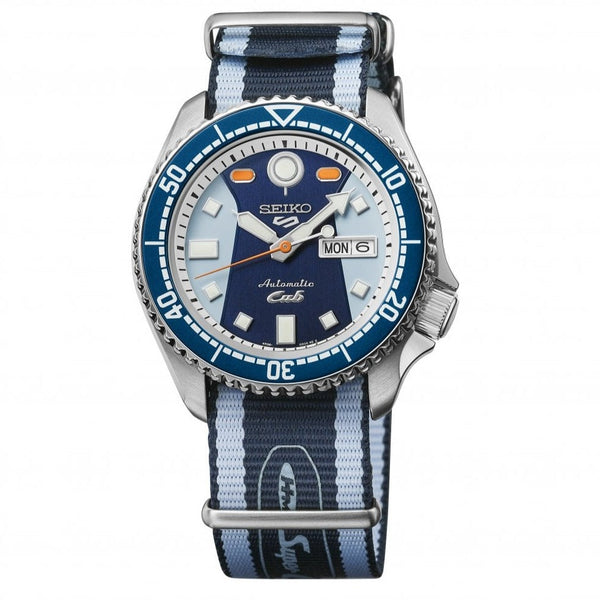 Shop Seiko 5 Sports Honda Super Cub Limited Edition Blue Dial Two Tone NATO Strap Watch For Men - SRPK37K1 in USA
