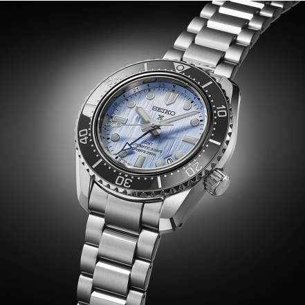 Shop Seiko Prospex Limited Edition Automatic GMT Glacier Blue Dial Silver Steel Strap Watch For Men - SPB385J1 in USA