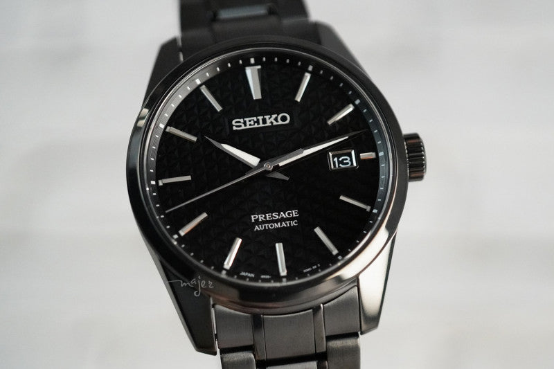 Shop Seiko Presage Sharp Edged Series Black Dial Black Steel Strap Watch For Men - SPB229J1 in USA