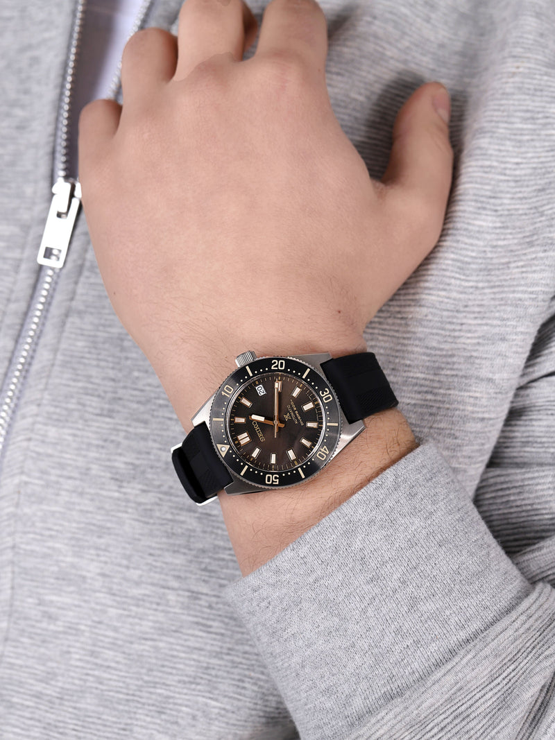Shop Seiko Prospex 1965 Diver's Modern Re-Interpretation Automatic Brown Dial Black Rubber Strap Watch For Men - SPB147J1 in USA
