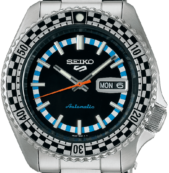 Seiko 5 Sports Checker Flag Special Edition Black Dial Silver Steel Strap Watch For Men - SRPK67K1 Buy Now By Seiko